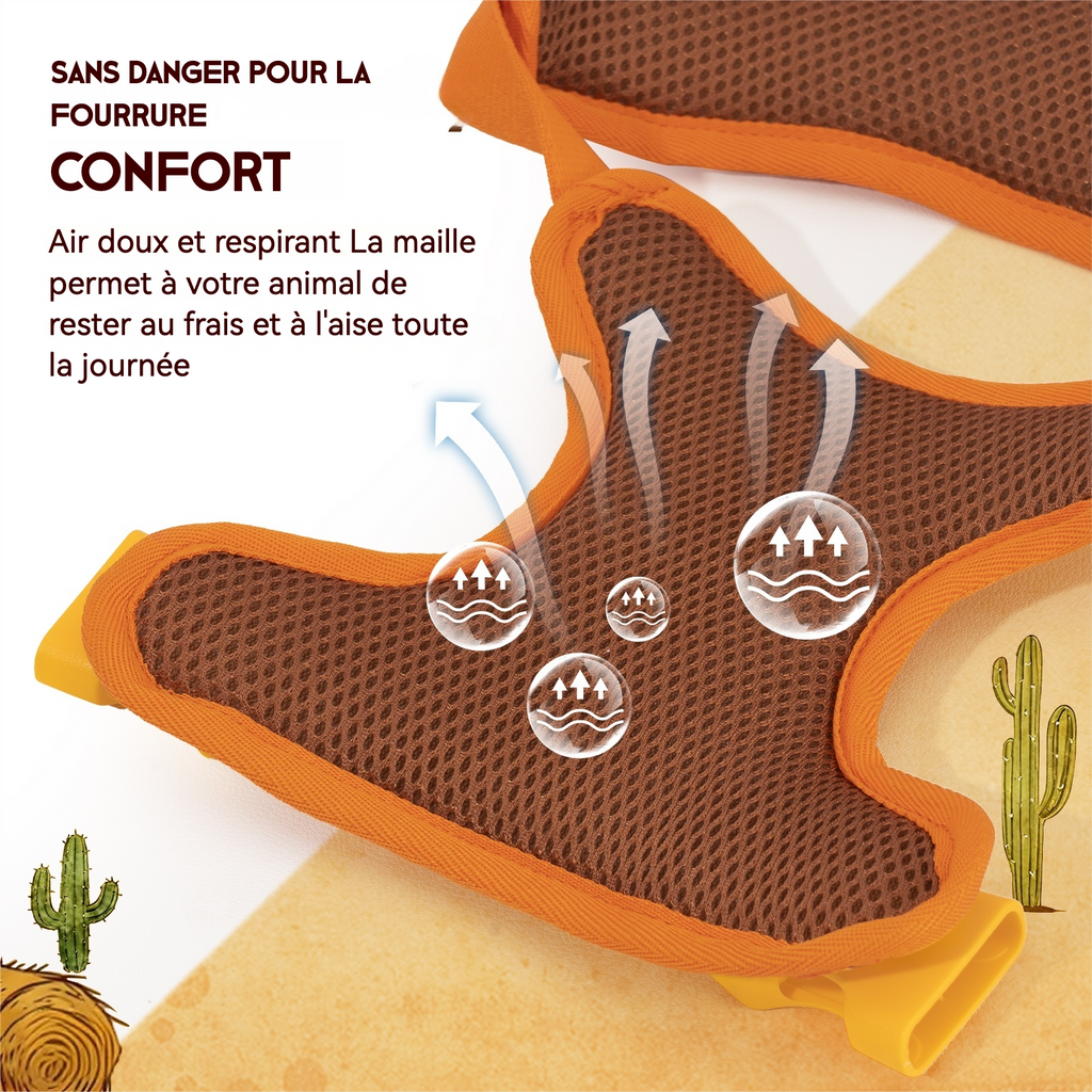 Pawview Western Cowboy Harness, Carrot Orange, with ID Tag for Pets - Comfortable and Secure, Ideal for Walks 