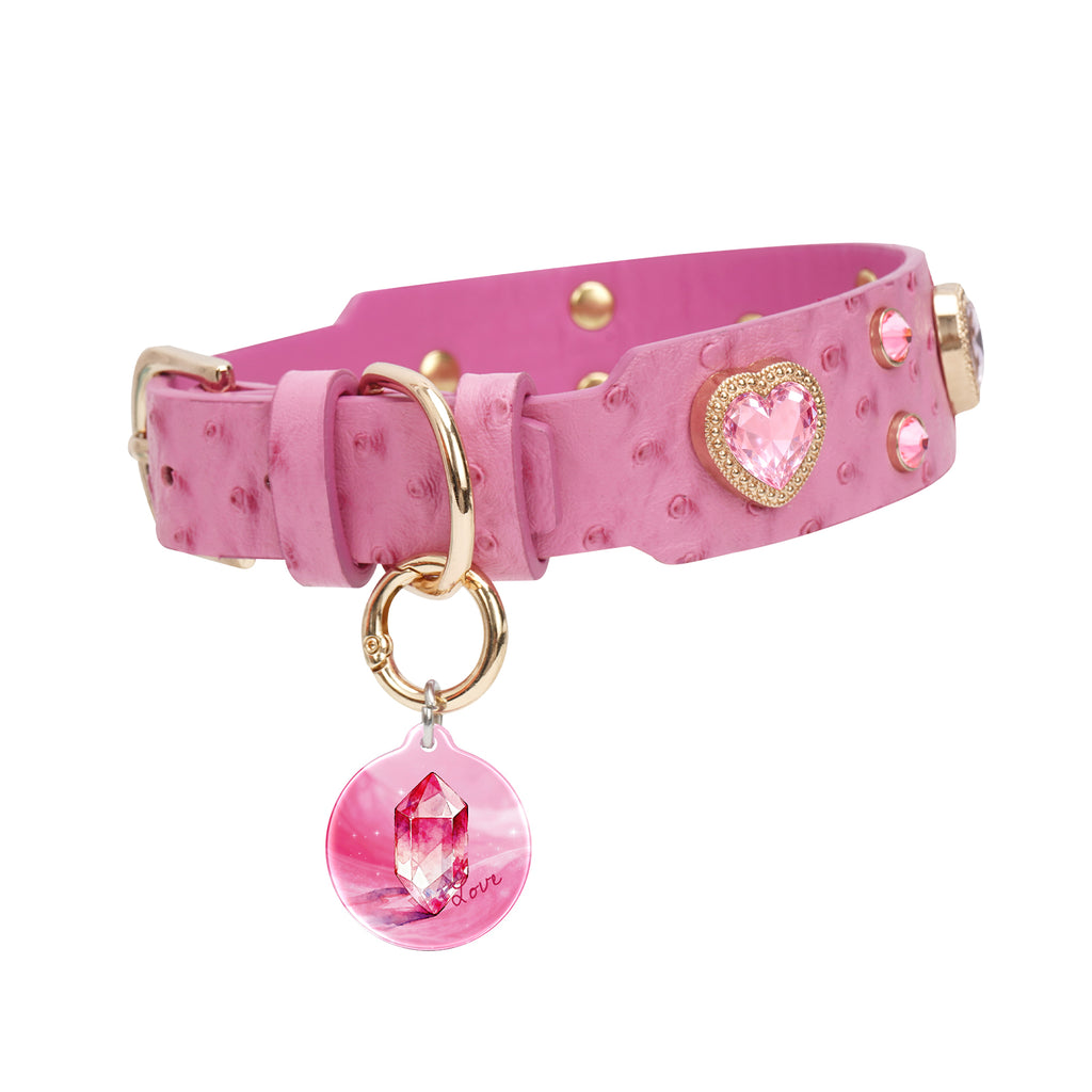 PawView Wish Series Ostrich Pattern Collar with QR Smart Pet ID Tag