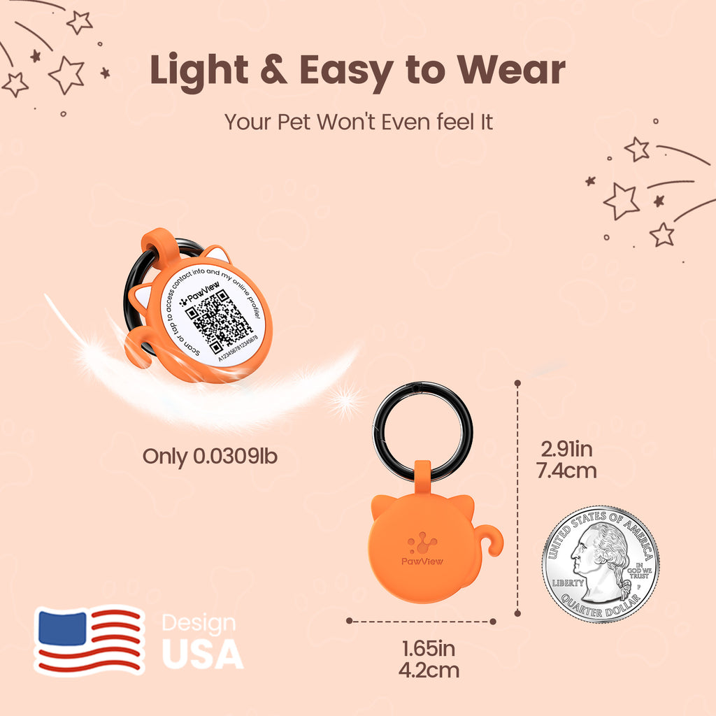 PawView Dog ID Tag with QR Code &amp; NFC, Silent Silicone, Customizable for Pets, QR Scan for Instant Location Alerts and Editable Pet Profile