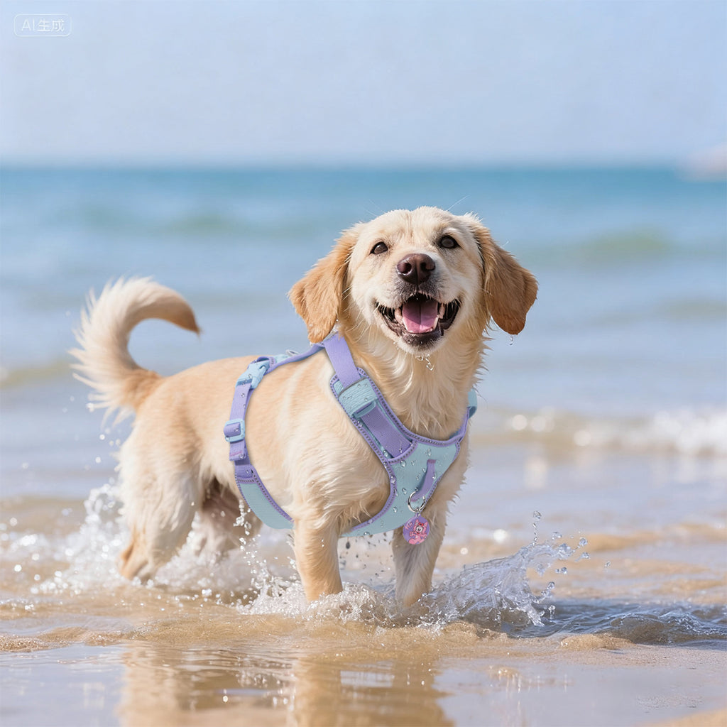 Pawview Super Lightweight Harness for Small and Medium Dogs, Easy to Put On, Adjustable, Padded, Reflective, Anti-Pull with 2 Attachment Points and Control Handle