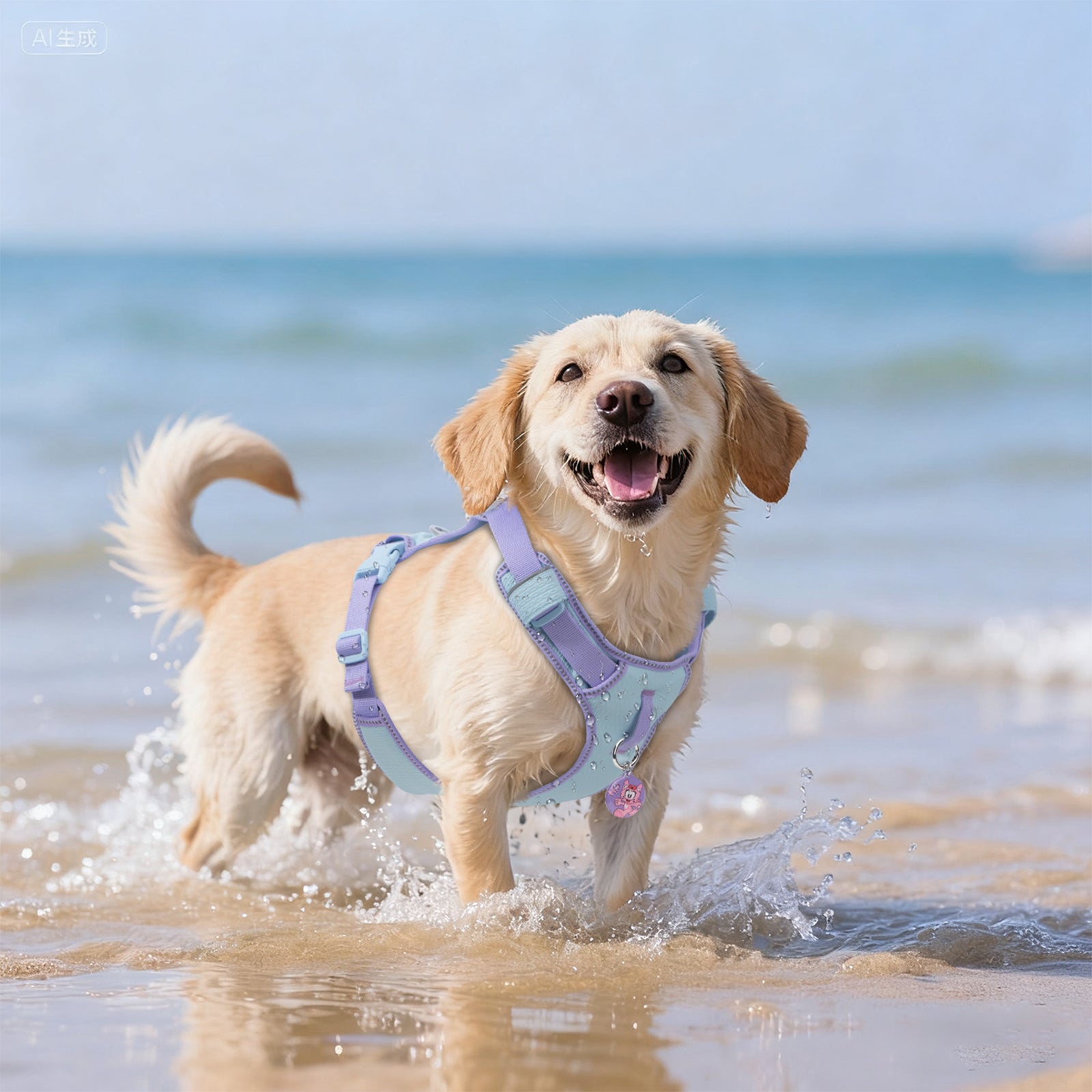 Pawview Super Lightweight Harness for Small and Medium Dogs, Easy to Put On, Adjustable, Padded, Reflective, Anti-Pull with 2 Attachment Points and Control Handle