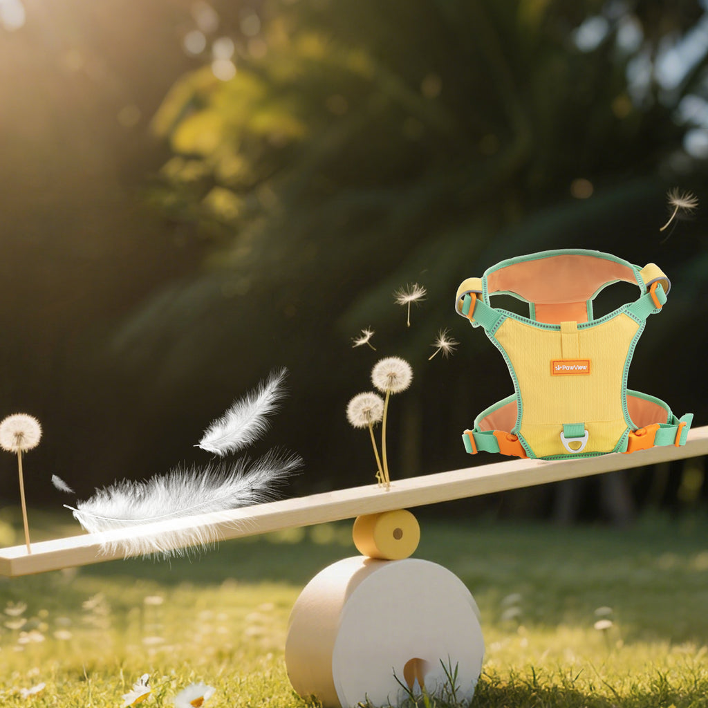 Pawview Super Lightweight Harness for Small and Medium Dogs, Easy to Put On, Adjustable, Padded, Reflective, Anti-Pull with 2 Attachment Points and Control Handle