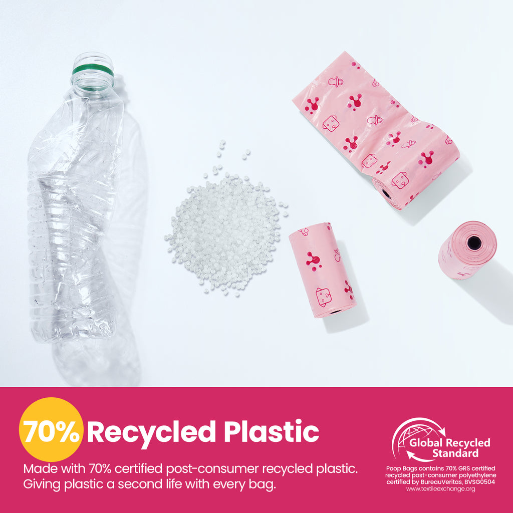 Dog waste bag dispenser, retractable dispenser with trash bag hook, lightweight dog waste bag dispenser with smart health tracking, quick refill, includes 15 leak-proof bags