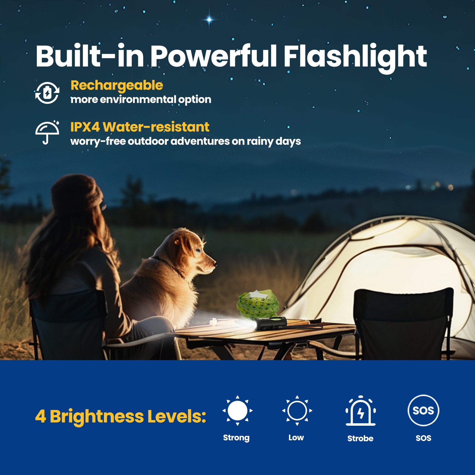 PawView Distributeur de sac à merde Smart, avec fonction rétractable, lampe de poche intégrée, patte de course intelligente