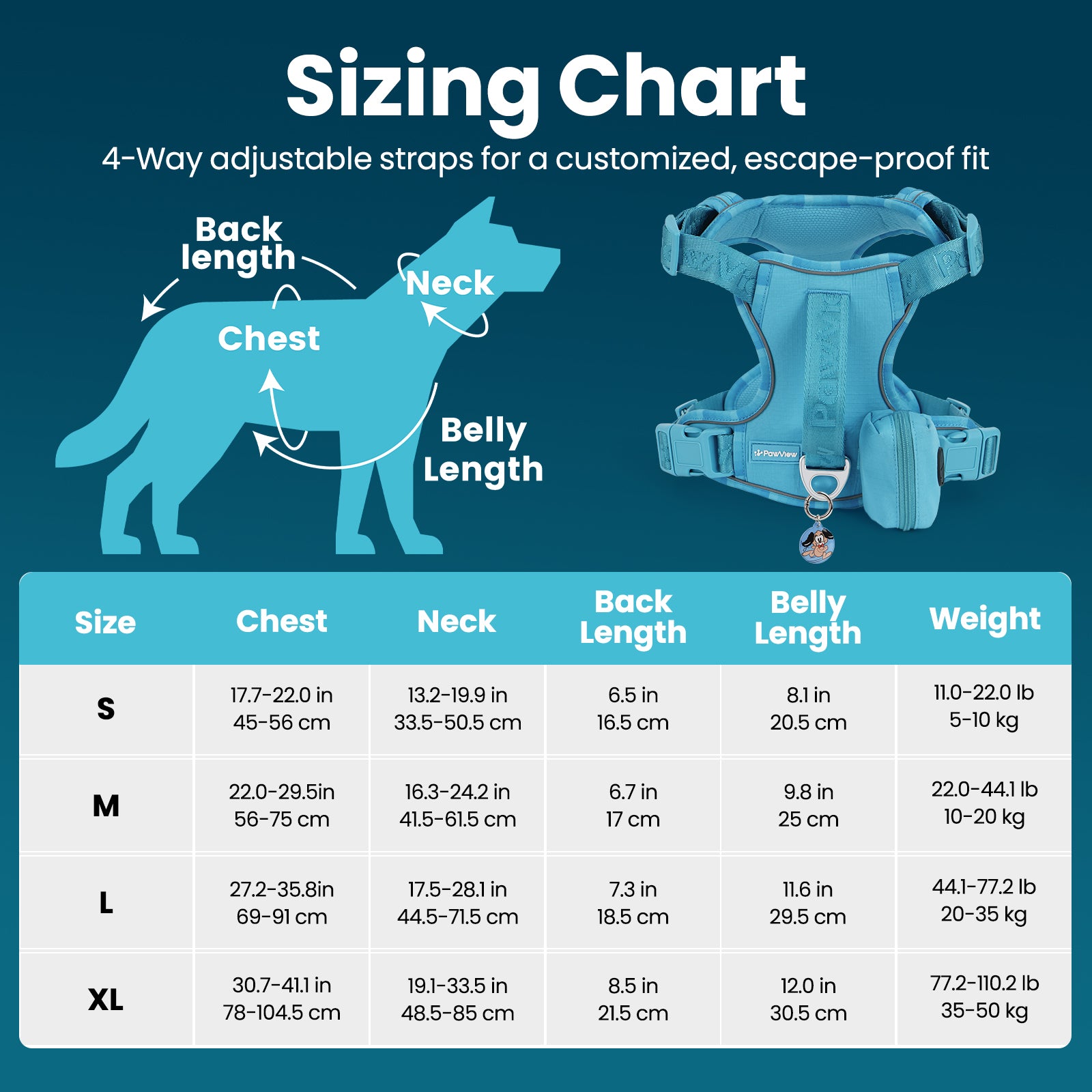 PawView Reflective Harnais with Handle