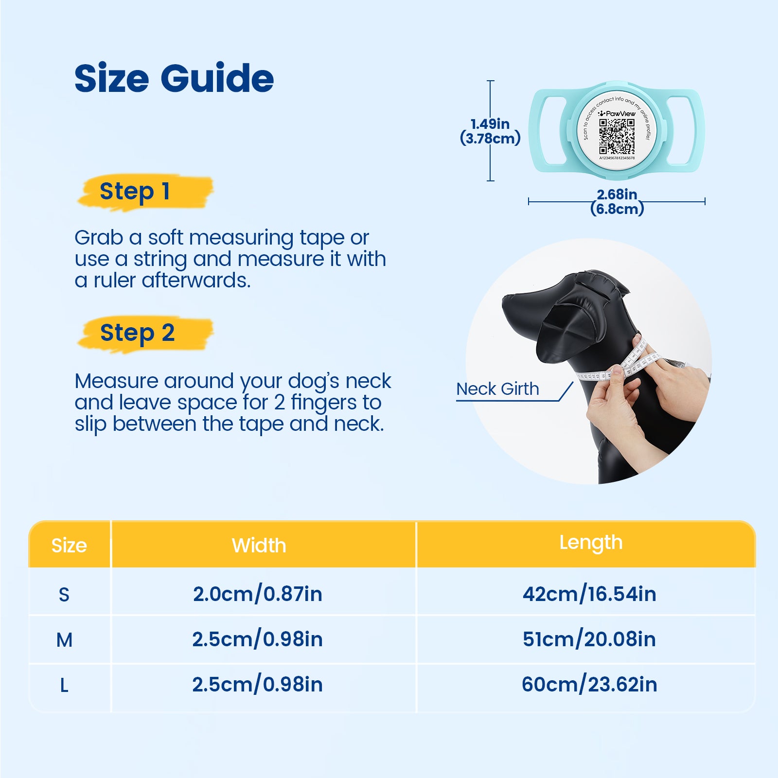 Pawview AirTag Dog Collar Holder with Smart QR Code for Cats and Dogs, Scan Alert, Instant Location, Online Profile, Contact Information