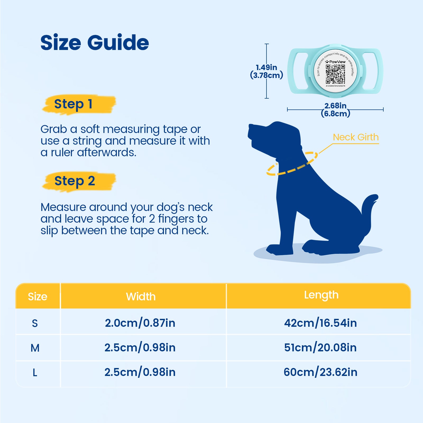 Pawview AirTag Dog Collar Holder with Smart QR Code for Cats and Dogs, Scan Alert, Instant Location, Online Profile, Contact Information