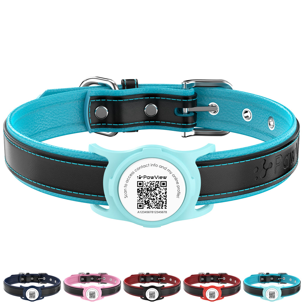 Pawview AirTag Dog Collar Holder with Smart QR Code for Cats and Dogs, Scan Alert, Instant Location, Online Profile, Contact Information