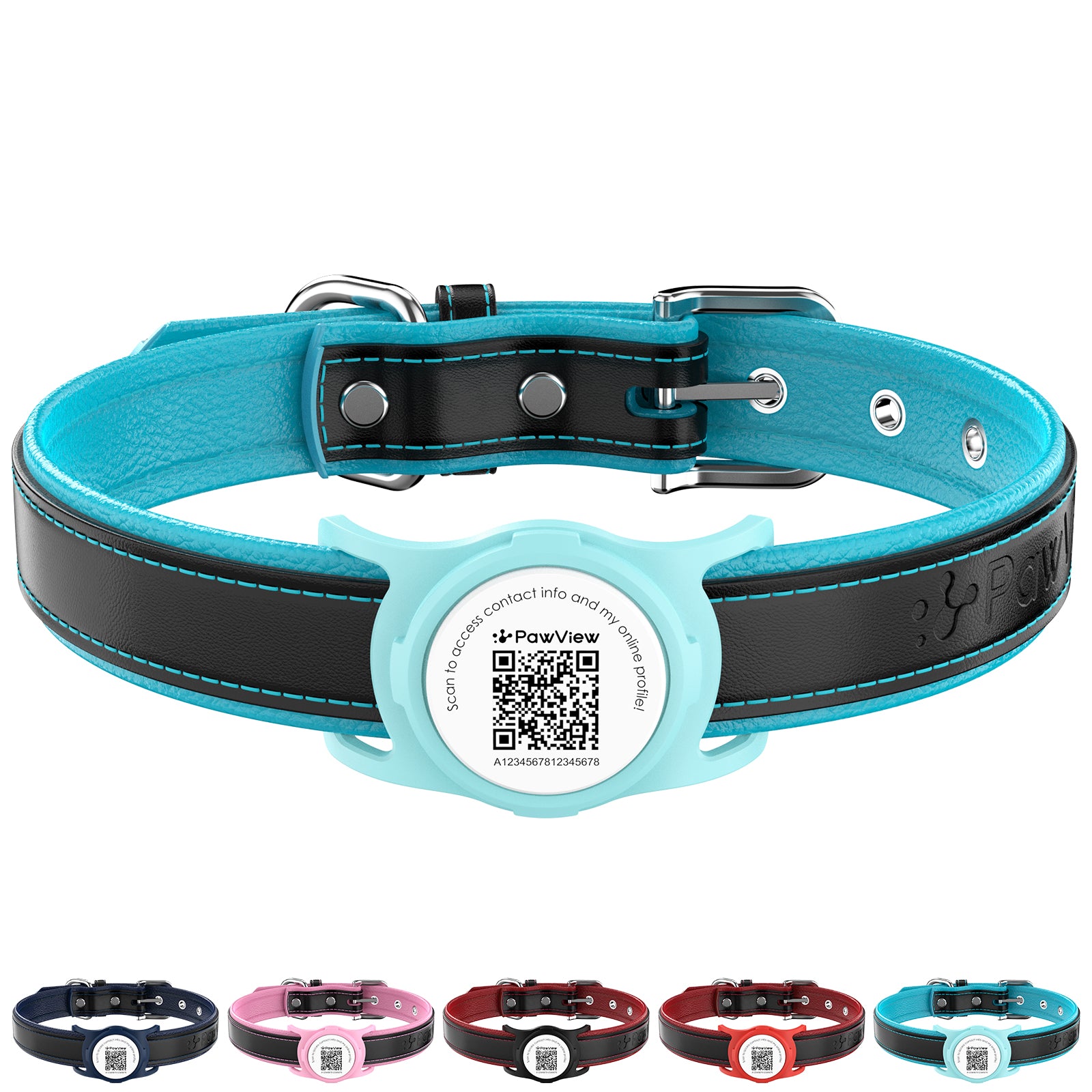 Pawview AirTag Dog Collar Holder with Smart QR Code for Cats and Dogs, Scan Alert, Instant Location, Online Profile, Contact Information