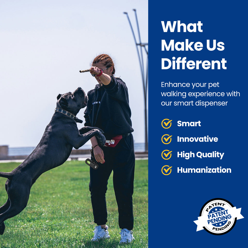 PawView Distributeur de sac à merde Smart, avec fonction rétractable, lampe de poche intégrée, patte de course intelligente