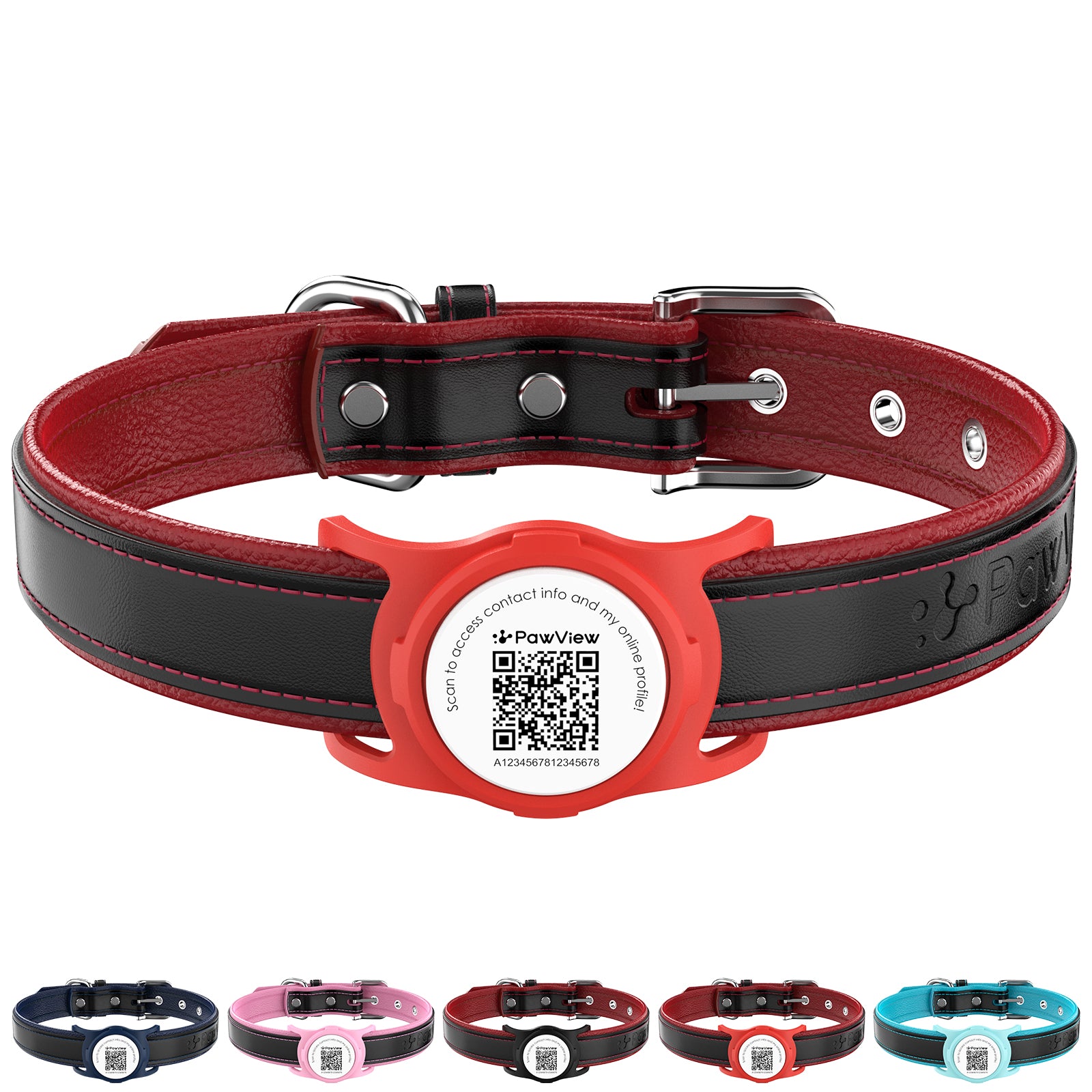 Pawview AirTag Dog Collar Holder with Smart QR Code for Cats and Dogs, Scan Alert, Instant Location, Online Profile, Contact Information