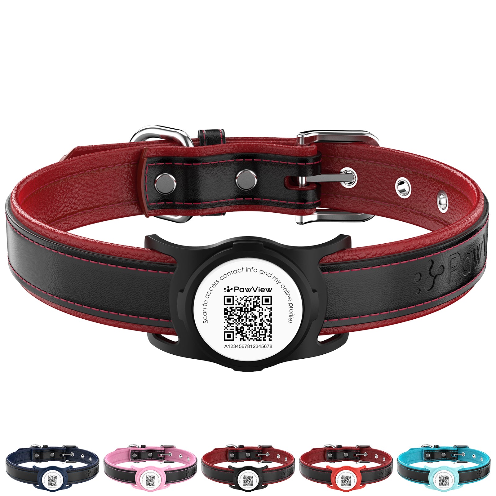 Pawview AirTag Dog Collar Holder with Smart QR Code for Cats and Dogs, Scan Alert, Instant Location, Online Profile, Contact Information