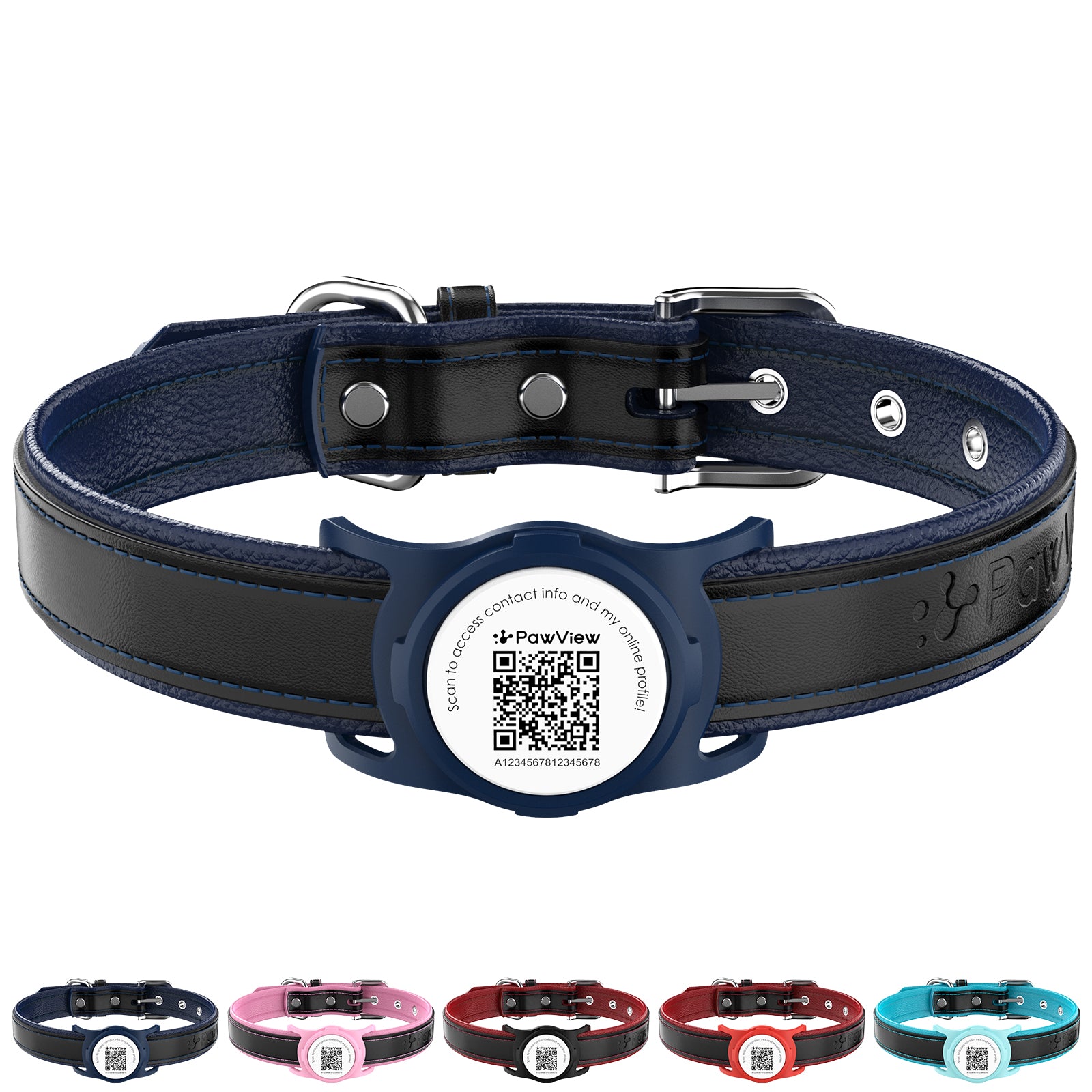 Pawview AirTag Dog Collar Holder with Smart QR Code for Cats and Dogs, Scan Alert, Instant Location, Online Profile, Contact Information