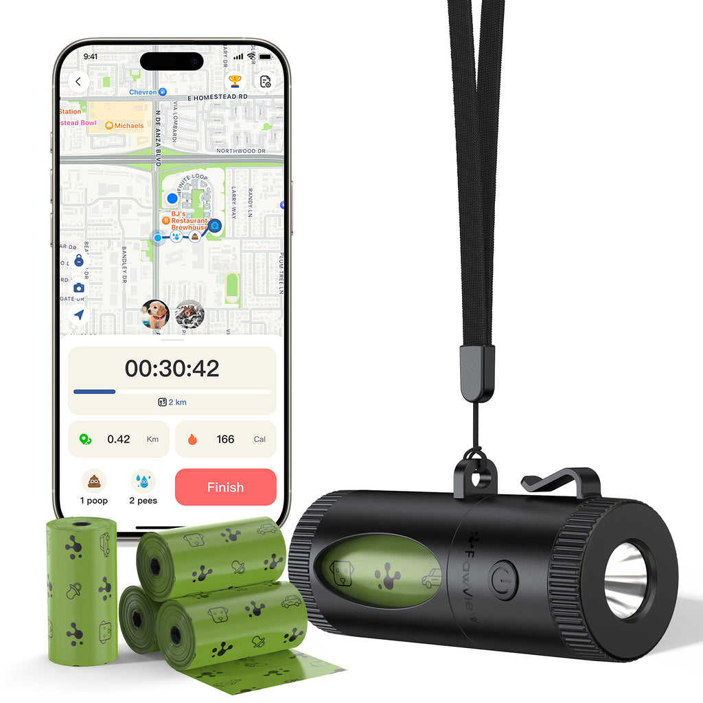 PawView Distributeur de sac à merde Smart, avec fonction rétractable, lampe de poche intégrée, patte de course intelligente