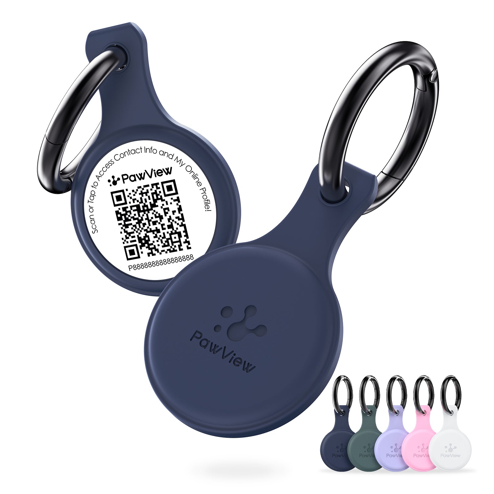 PawView TN001 Anti-loss NFC &amp; QR Code Pet ID Tag, Smart Silent Silicone Pet Tag for Dogs and Cats
