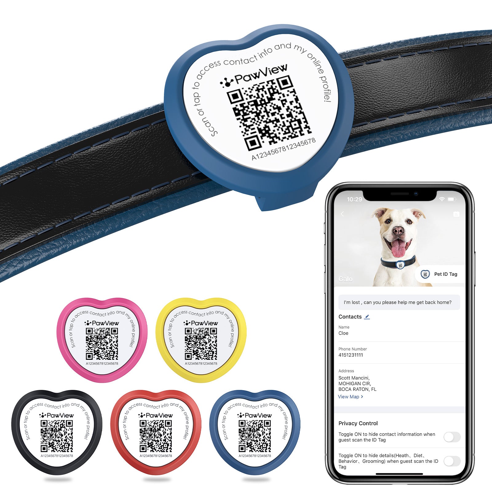 PawView Dog ID Tag with QR Code &amp; NFC, Silent Silicone, Customizable for Pets, QR Scan for Instant Location Alerts and Editable Pet Profile (Copy)