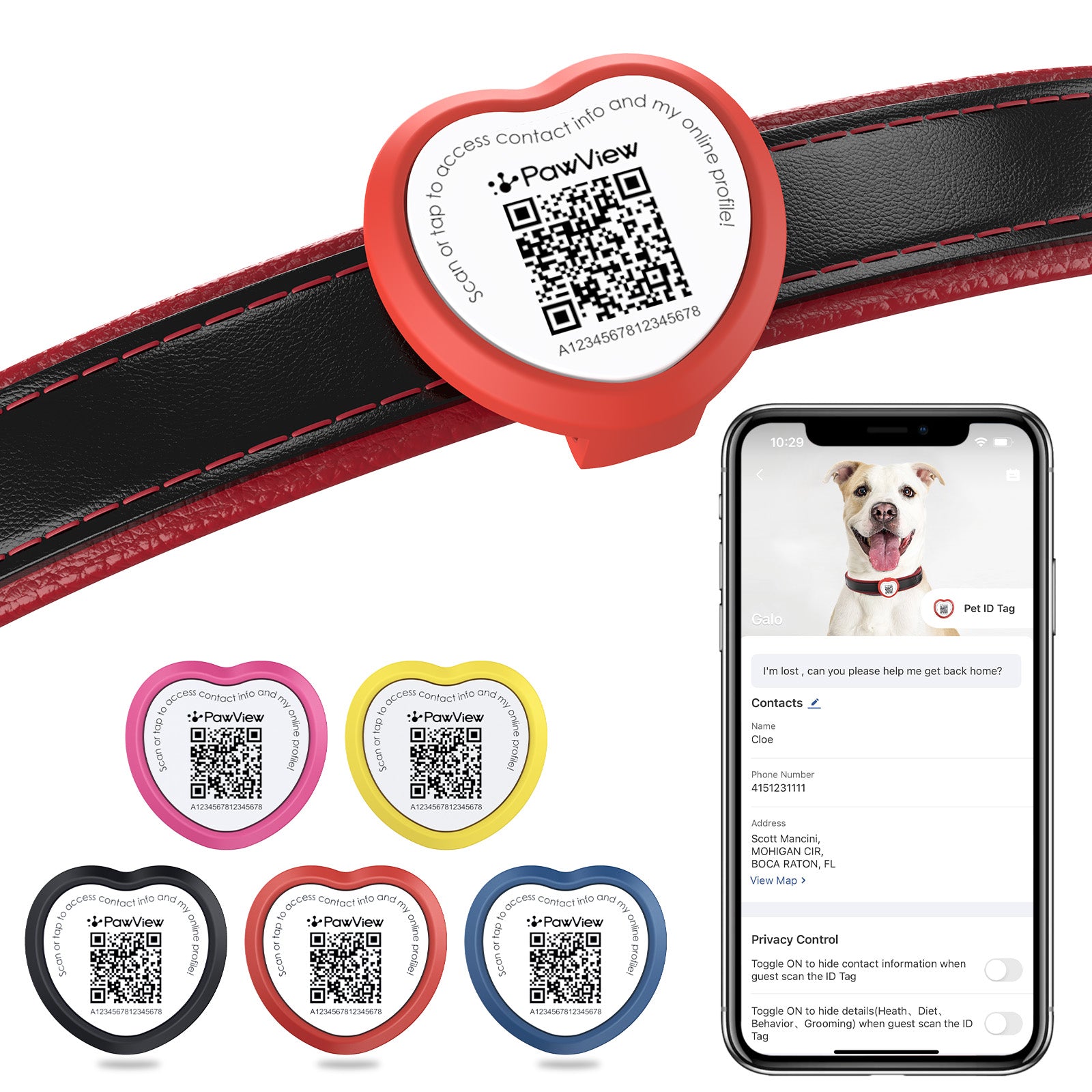 PawView Dog ID Tag with QR Code &amp; NFC, Silent Silicone, Customizable for Pets, QR Scan for Instant Location Alerts and Editable Pet Profile (Copy)