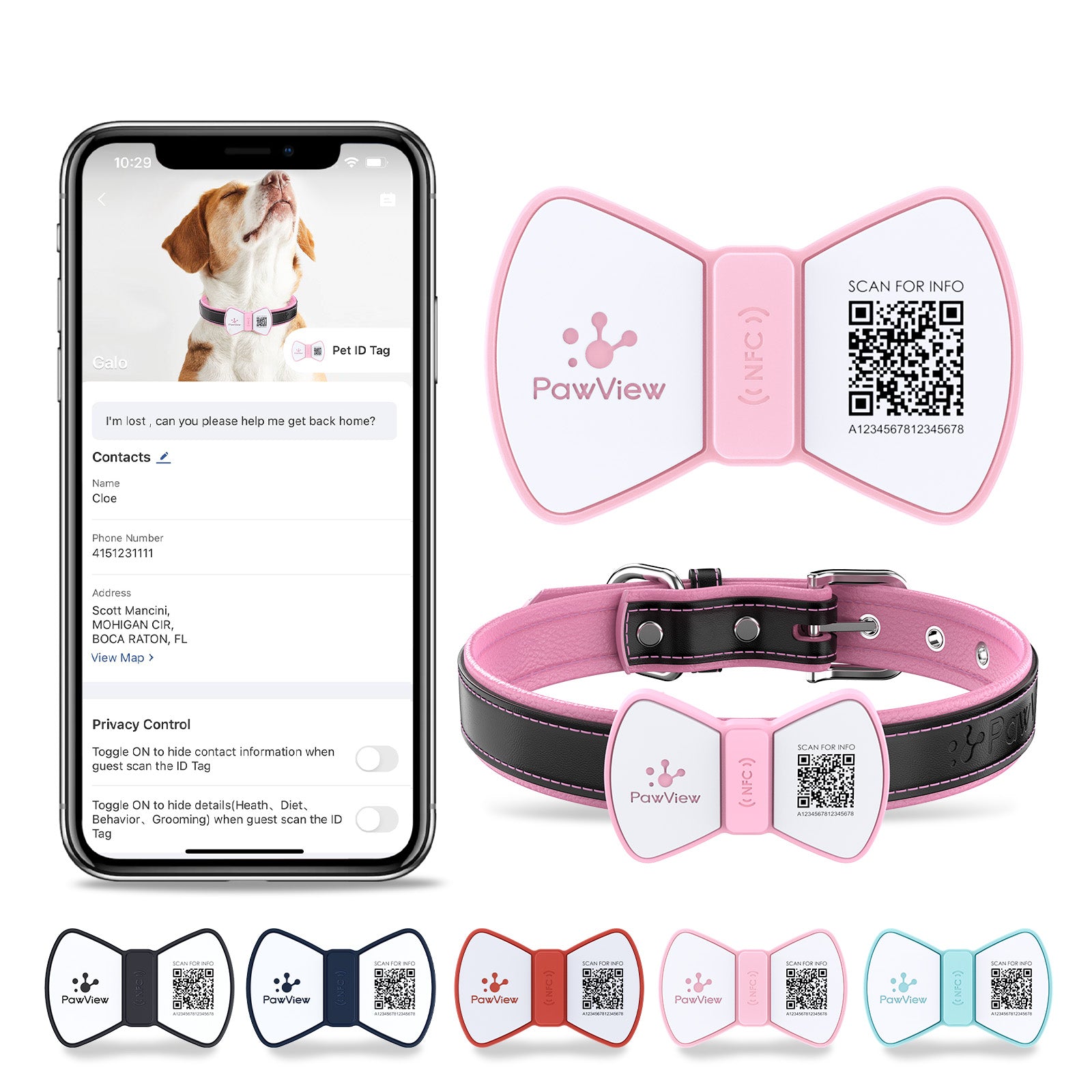 PawView Dog ID Tag with QR Code &amp; NFC, Silent Silicone, Customizable for Pets, QR Scan for Instant Location Alerts and Editable Pet Profile (Copy)