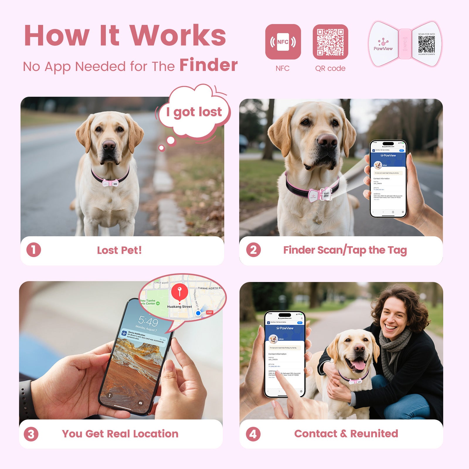 PawView Dog ID Tag with QR Code &amp; NFC, Silent Silicone, Customizable for Pets, QR Scan for Instant Location Alerts and Editable Pet Profile (Copy)