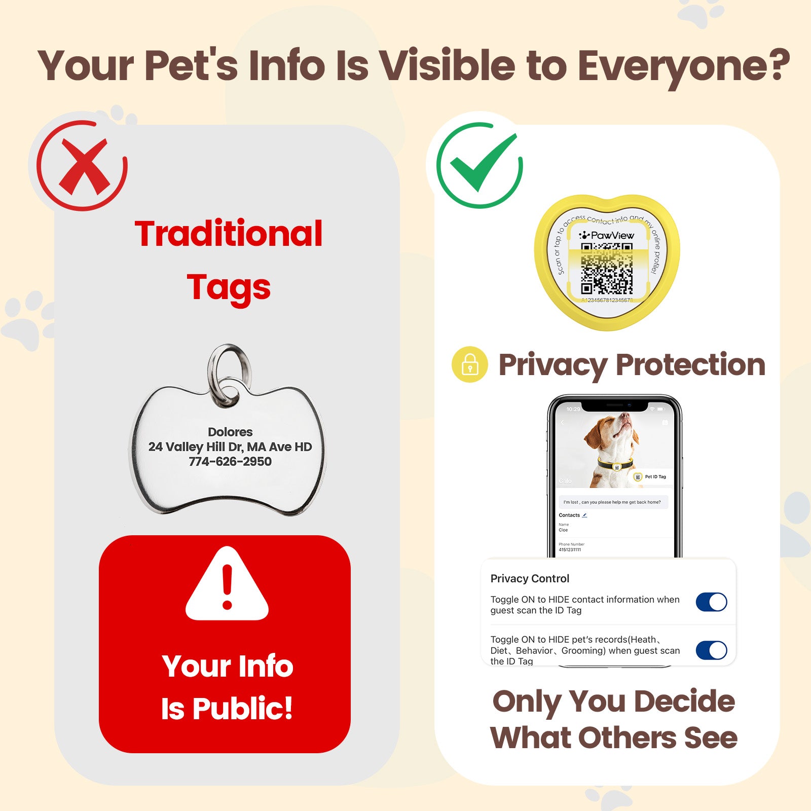 PawView Dog ID Tag with QR Code &amp; NFC, Silent Silicone, Customizable for Pets, QR Scan for Instant Location Alerts and Editable Pet Profile (Copy)