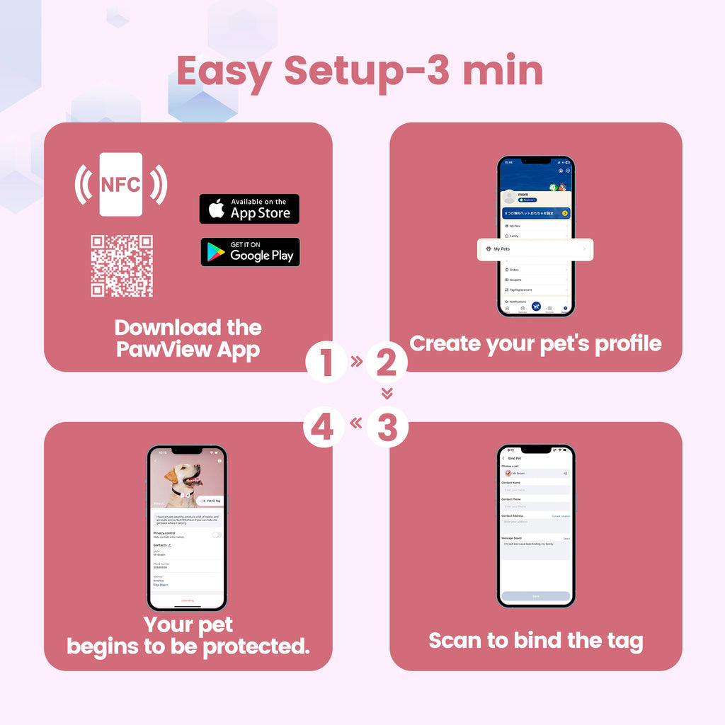 PawView Dog ID Tag with QR Code &amp; NFC, Silent Silicone, Customizable for Pets, QR Scan for Instant Location Alerts and Editable Pet Profile (Copy)