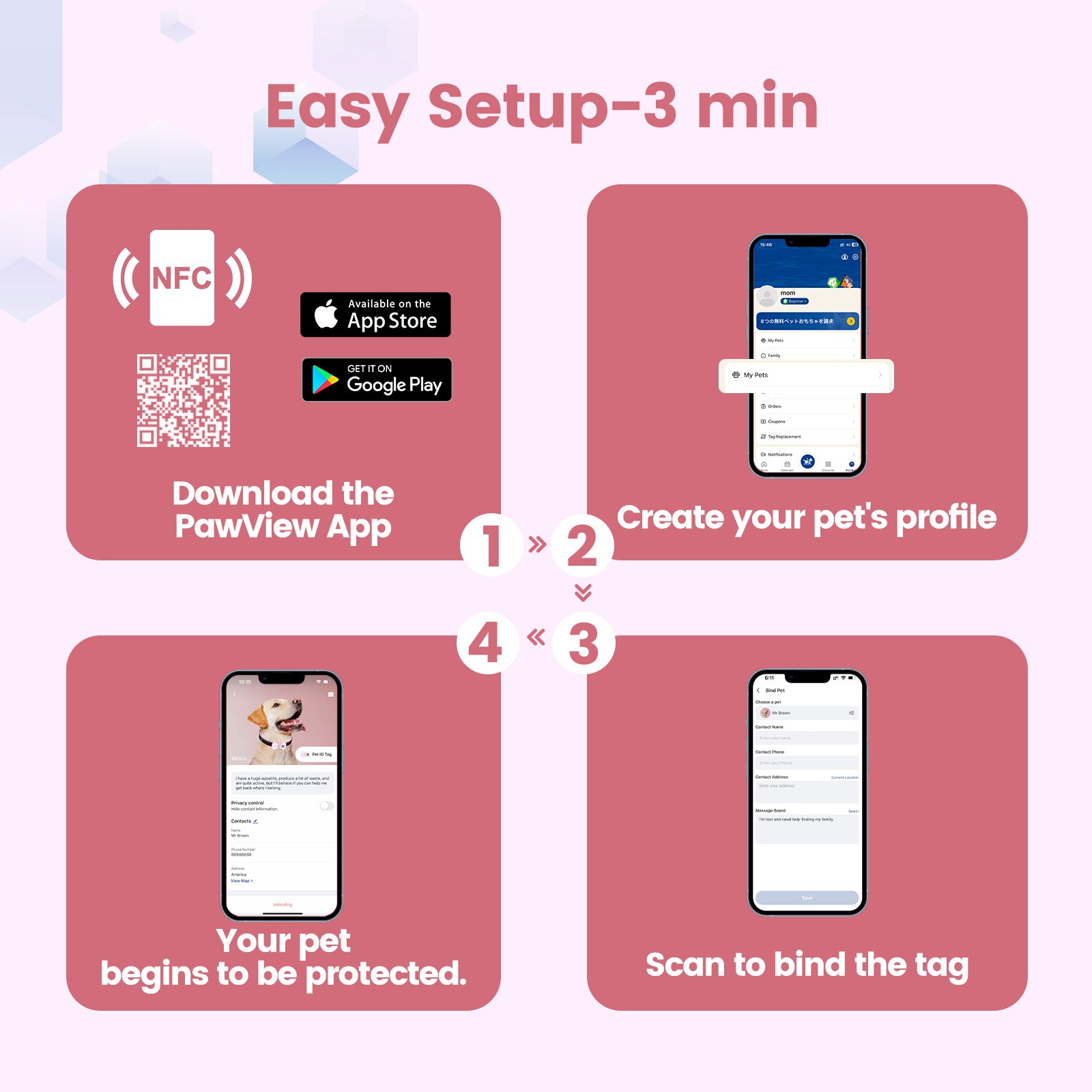 PawView Dog ID Tag with QR Code &amp; NFC, Silent Silicone, Customizable for Pets, QR Scan for Instant Location Alerts and Editable Pet Profile (Copy)