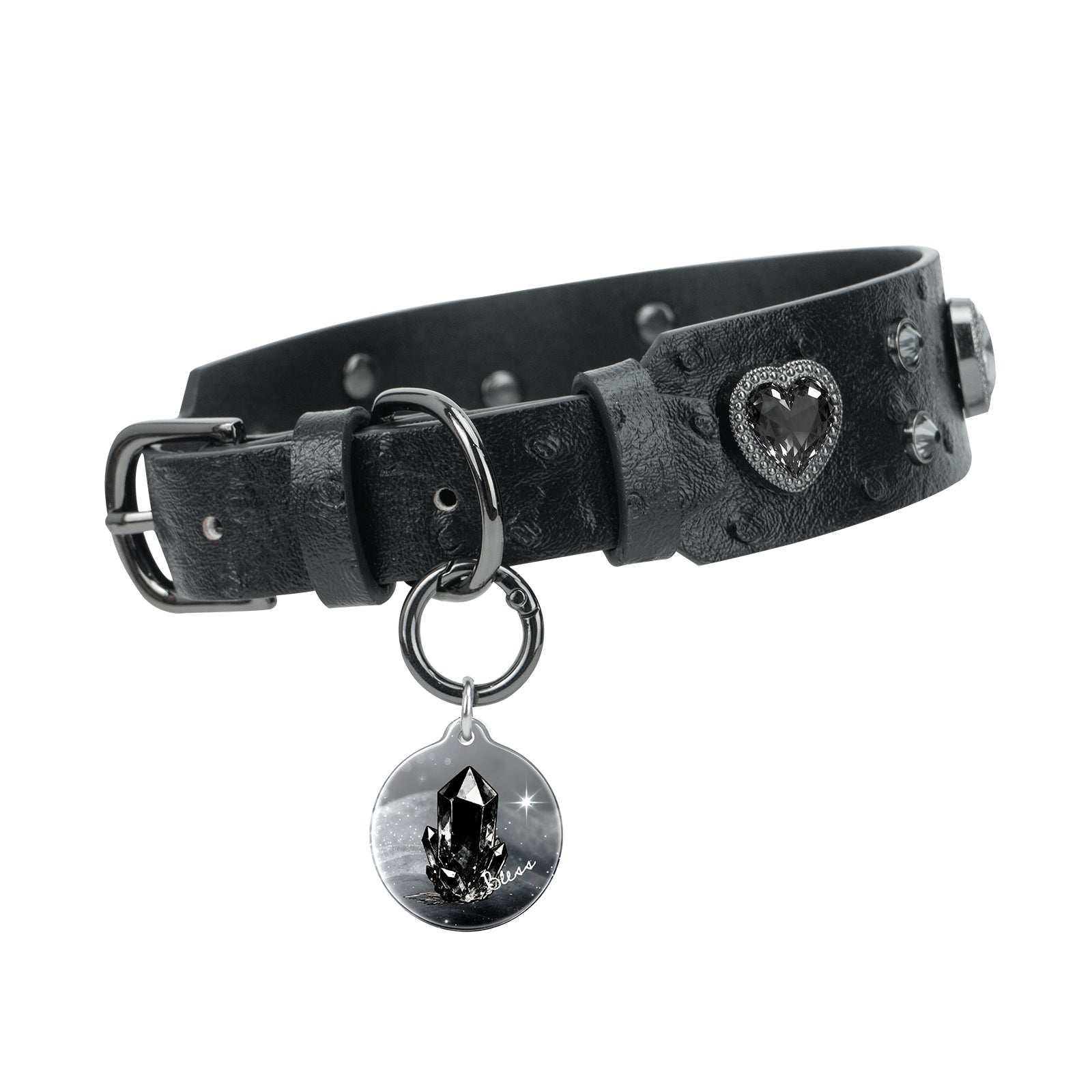 PawView Wish Series Ostrich Pattern Collar with QR Smart Pet ID Tag