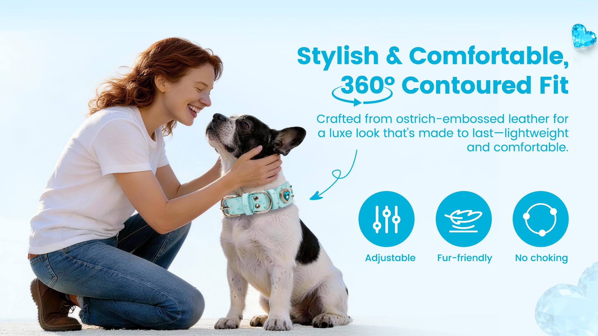 PawView Wish Series Ostrich Pattern Collar with QR Smart Pet ID Tag
