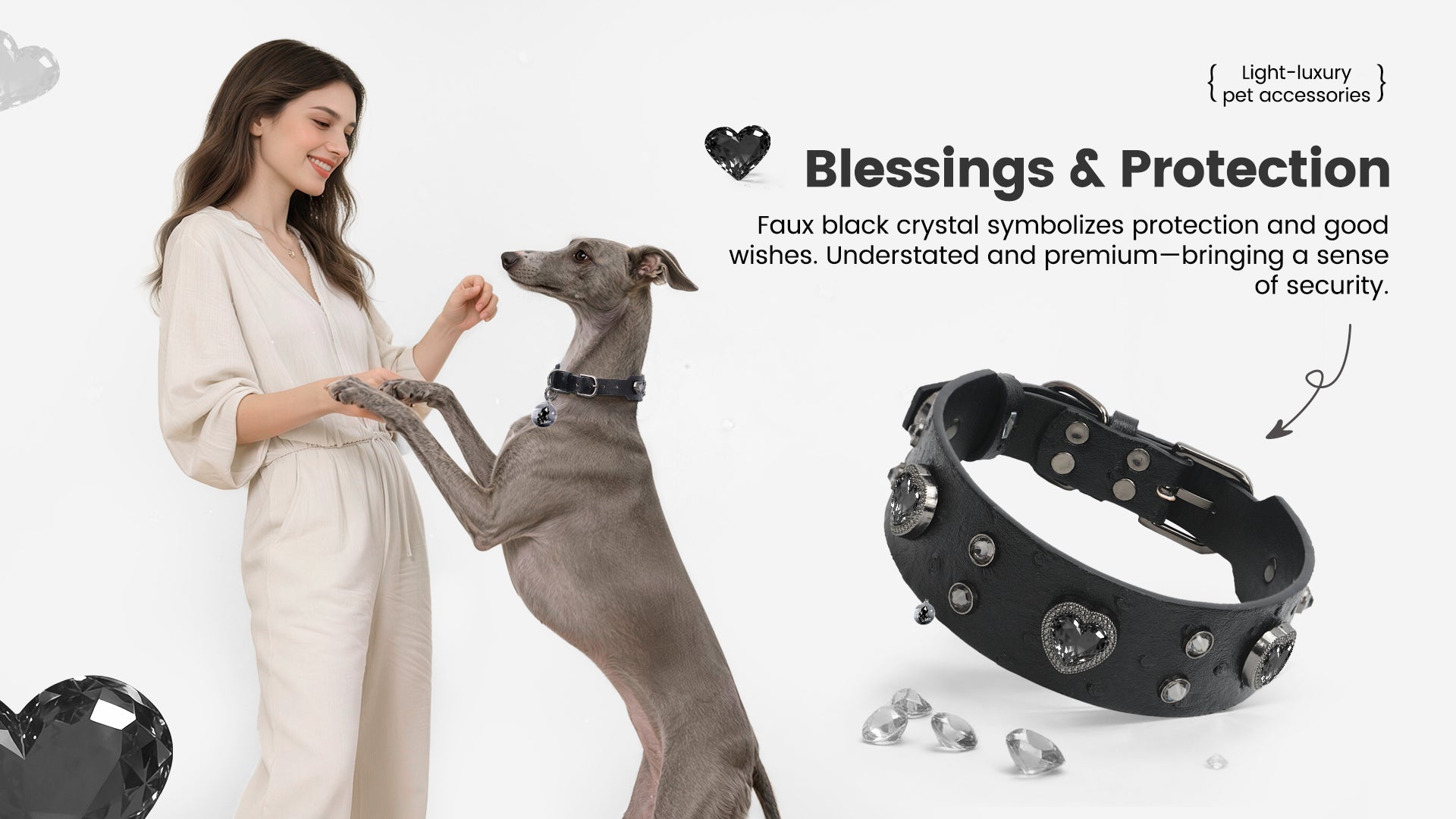 PawView Wish Series Ostrich Pattern Collar with QR Smart Pet ID Tag