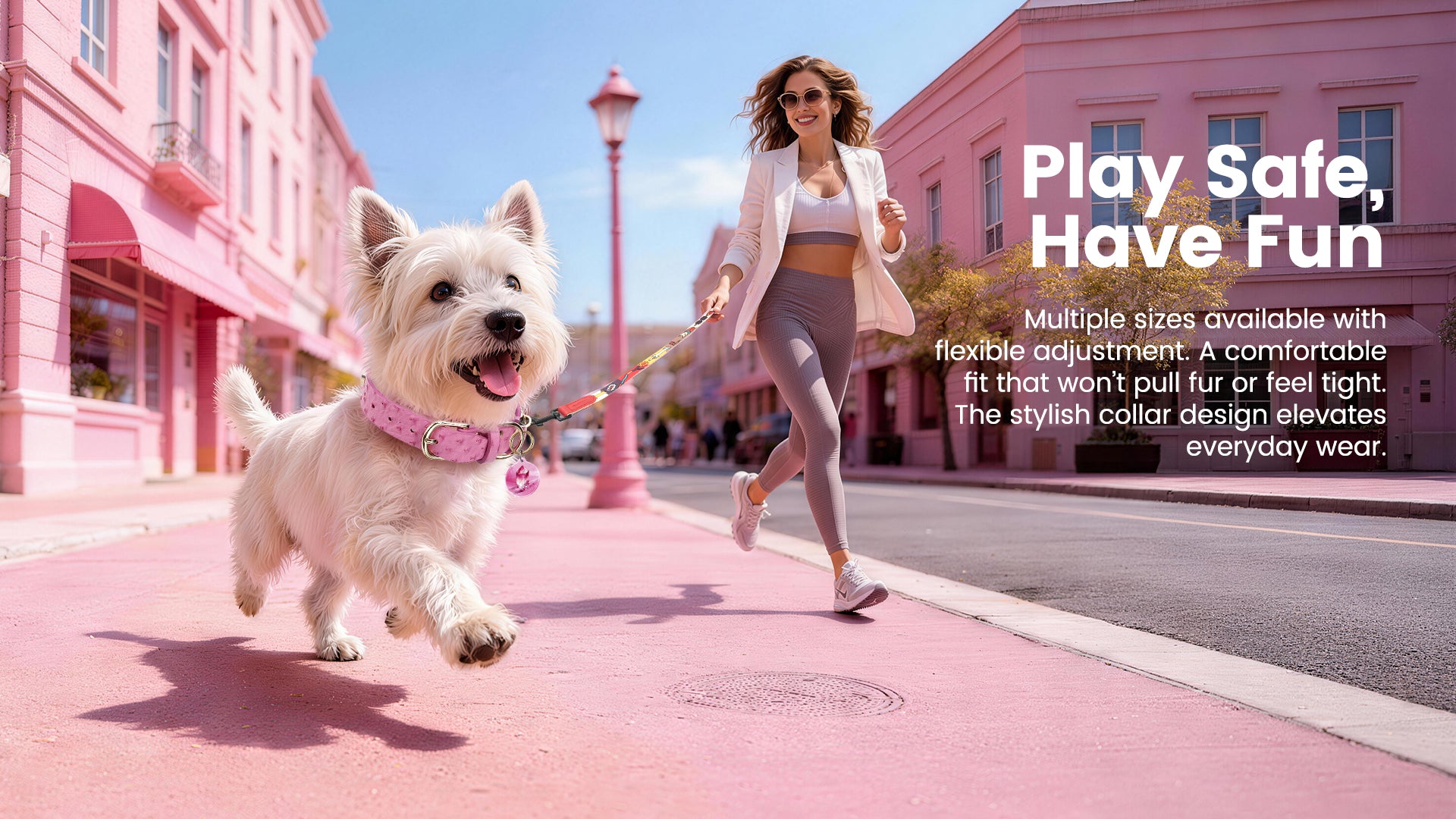 PawView Wish Series Ostrich Pattern Collar with QR Smart Pet ID Tag