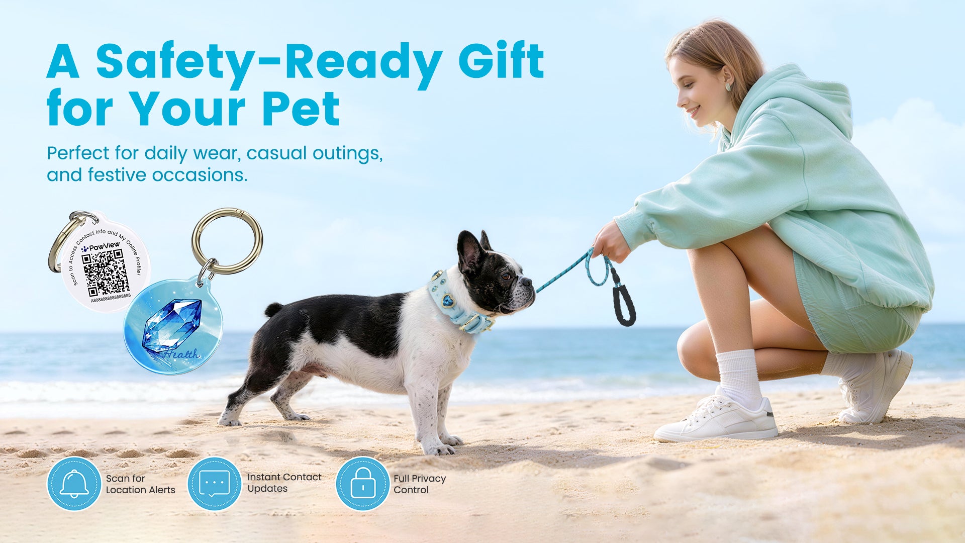 PawView Wish Series Ostrich Pattern Collar with QR Smart Pet ID Tag