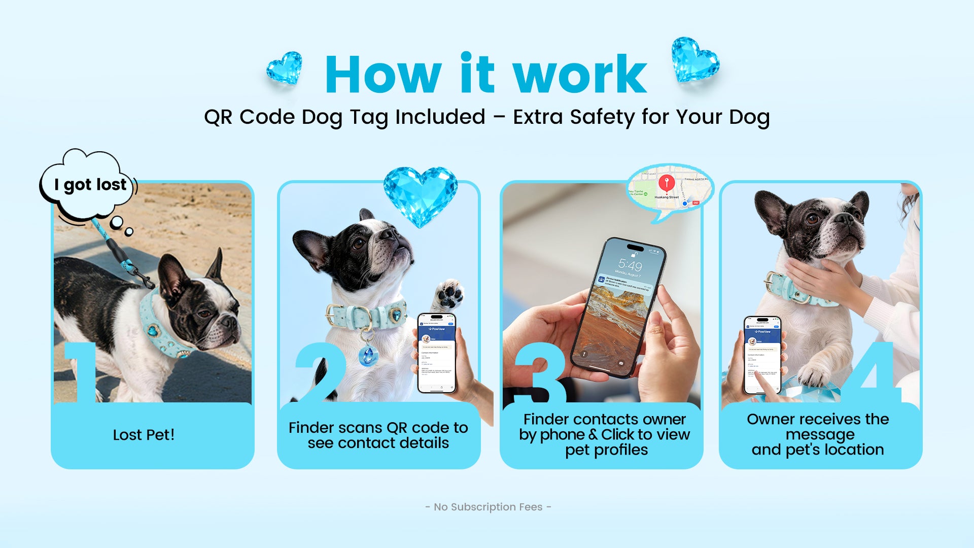 PawView Wish Series Ostrich Pattern Collar with QR Smart Pet ID Tag