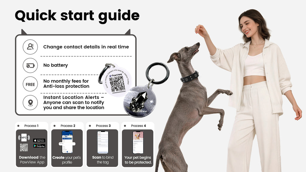 PawView Wish Series Ostrich Pattern Collar with QR Smart Pet ID Tag