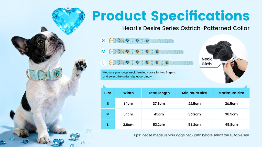 PawView Wish Series Ostrich Pattern Collar with QR Smart Pet ID Tag