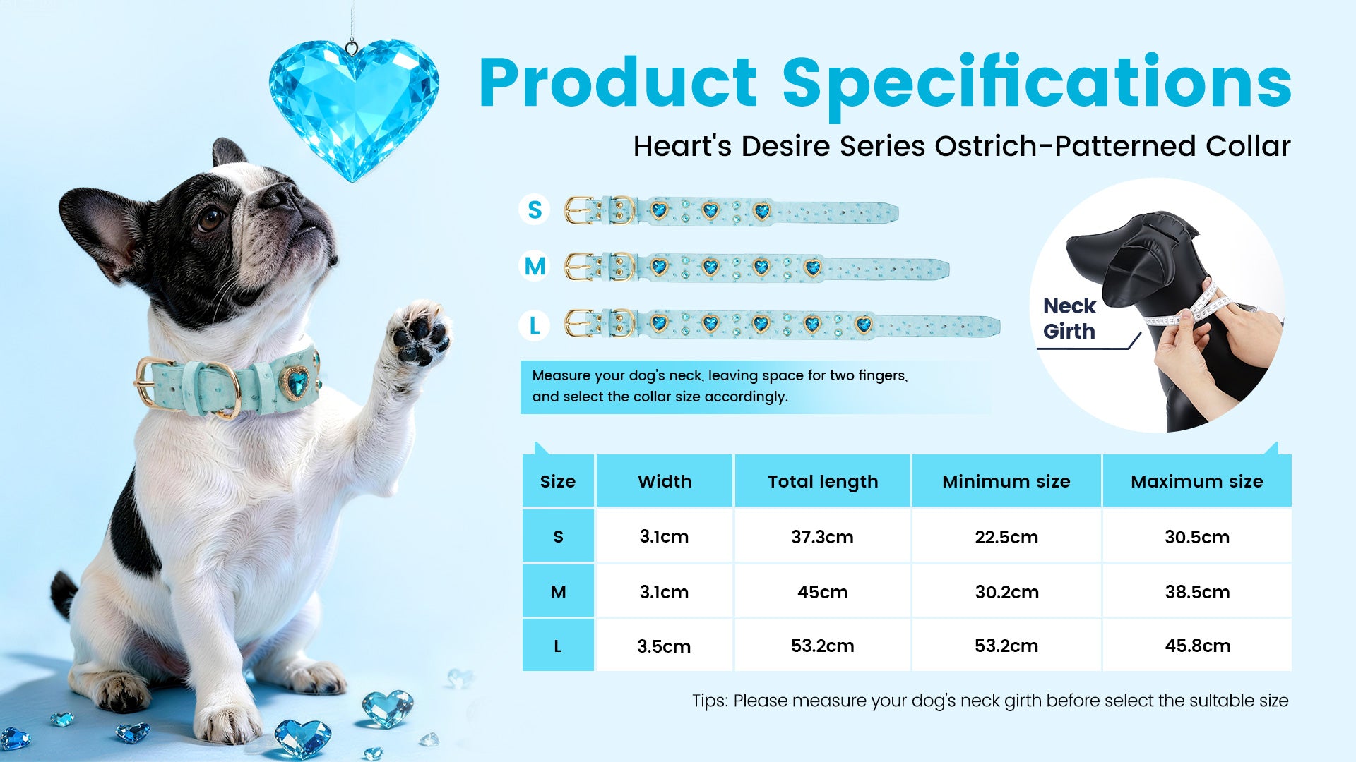 PawView Wish Series Ostrich Pattern Collar with QR Smart Pet ID Tag