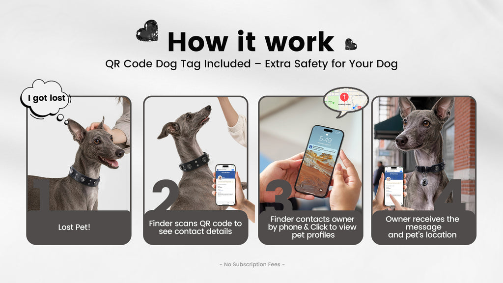 PawView Wish Series Ostrich Pattern Collar with QR Smart Pet ID Tag